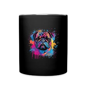 Pug paint splash design - Full Colour Mug - black - Front