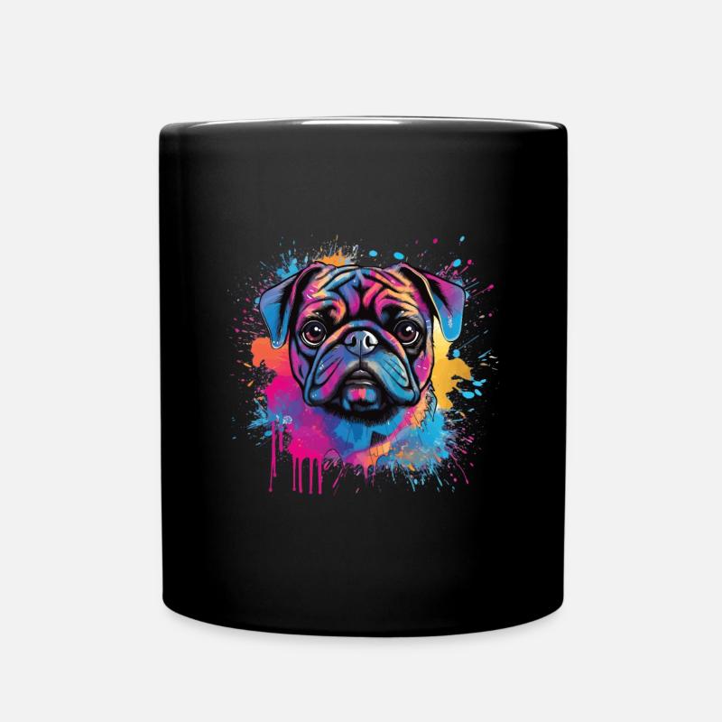 Mops-farbspritzer-design - Tasse einfarbig - Schwarz
