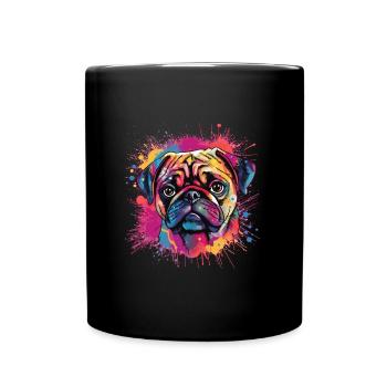 Pug paint splash design - Full Colour Mug - black - Front