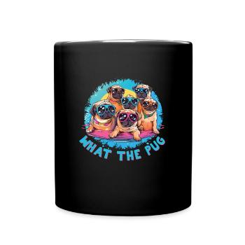 Mops Party - Was Zum Mops - Tasse einfarbig - Schwarz - Vorne
