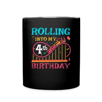 Roller Coaster Kid - Rolling Into My 4th Birthday - Mug uni - noir - Devant