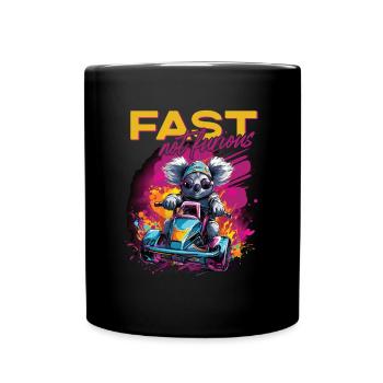 Fast Not Furious Koala Bär - Tasse einfarbig - Schwarz - Vorne