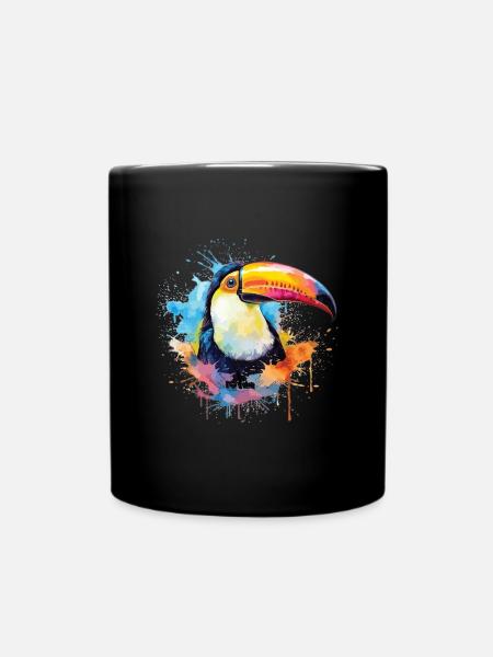 Toucan Aquarelle Portrait - Mug uni - noir