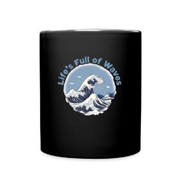 Life is full of waves - Full Colour Mug - black - Front