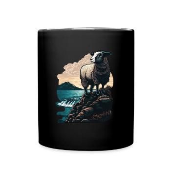 Coastal Sheep - Funny Design For - Full Colour Mug - black - Front