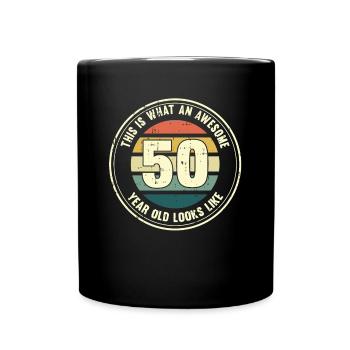 50. Geburtstag so sieht man mit 50 Retro Geschenk - Tasse einfarbig - Schwarz - Vorne