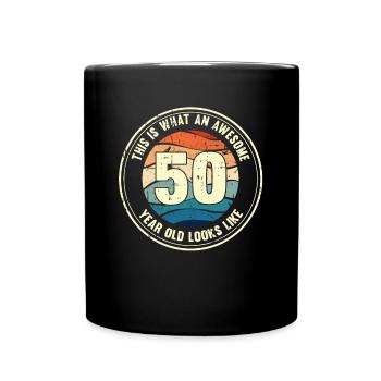 50. Geburtstag so sieht man mit 50 Retro Geschenk - Tasse einfarbig - Schwarz - Vorne