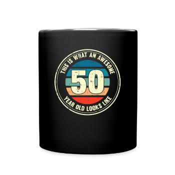 50. Geburtstag so sieht man mit 50 Retro Geschenk - Tasse einfarbig - Schwarz - Vorne