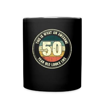 50. Geburtstag so sieht man mit 50 Retro Geschenk - Tasse einfarbig - Schwarz - Vorne