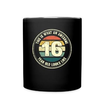 16ème anniversaire pour que vous voyiez avec 16 cadeaux rétro - Mug uni - noir - Devant