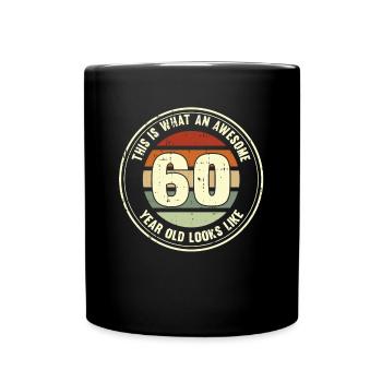 60th birthday so you see with 60 retro gift - Full Colour Mug - black - Front