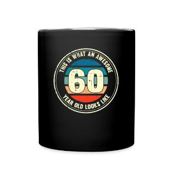60th birthday so you see with 60 retro gift - Full Colour Mug - black - Front