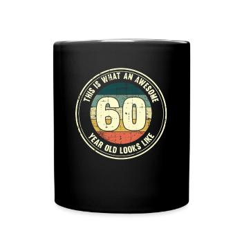 60th birthday so you see with 60 retro gift - Full Colour Mug - black - Front