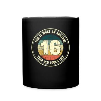 16ème anniversaire pour que vous voyiez avec 16 cadeaux rétro - Mug uni - noir - Devant