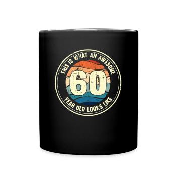 60th birthday so you see with 60 retro gift - Full Colour Mug - black - Front