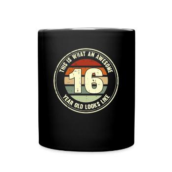 16ème anniversaire pour que vous voyiez avec 16 cadeaux rétro - Mug uni - noir - Devant