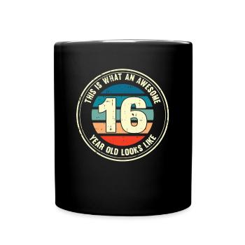 16ème anniversaire pour que vous voyiez avec 16 cadeaux rétro - Mug uni - noir - Devant