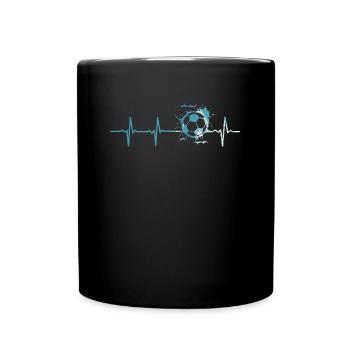 Fußball Herzschlag - Tasse einfarbig - Schwarz - Vorne
