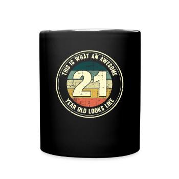 21ème anniversaire pour que vous voyiez avec 21 cadeaux rétro - Mug uni - noir - Devant