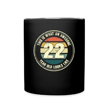 22e anniversaire pour que vous voyiez avec 22 cadeaux rétro - Mug uni - noir - Devant