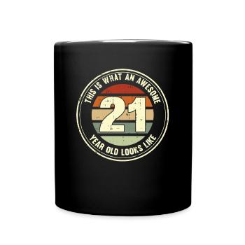 21. Geburtstag so sieht man mit 21 Retro Geschenk - Tasse einfarbig - Schwarz - Vorne