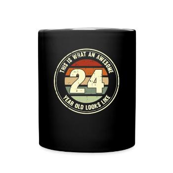 24e anniversaire pour que vous voyiez avec 24 cadeaux rétro - Mug uni - noir - Devant