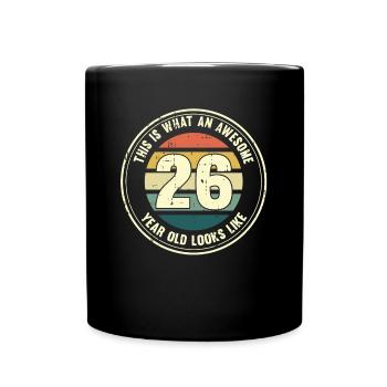 26ème anniversaire pour que vous voyiez avec 26 cadeaux rétro - Mug uni - noir - Devant