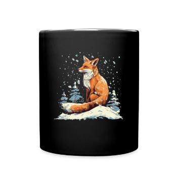 Fox in Winter Wonderland - Full Colour Mug - black - Front