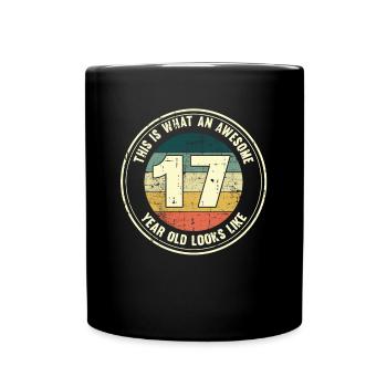 17. Geburtstag so sieht man mit 17 Retro Geschenk - Tasse einfarbig - Schwarz - Vorne