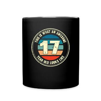 17. Geburtstag so sieht man mit 17 Retro Geschenk - Tasse einfarbig - Schwarz - Vorne