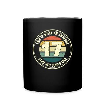 17. Geburtstag so sieht man mit 17 Retro Geschenk - Tasse einfarbig - Schwarz - Vorne