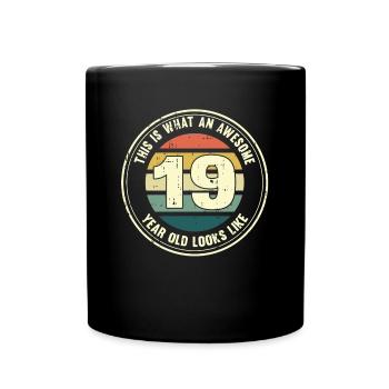 19. Geburtstag so sieht man mit 19 Retro Geschenk - Tasse einfarbig - Schwarz - Vorne