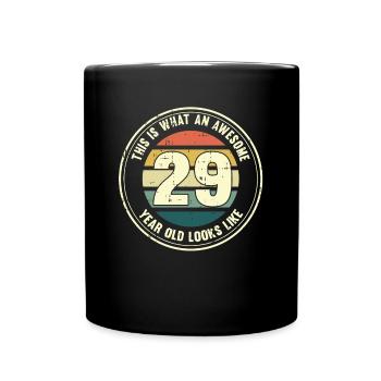 29e anniversaire pour que vous voyiez avec 29 cadeaux rétro - Mug uni - noir - Devant