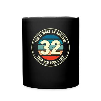 32. Geburtstag so sieht man mit 32 Retro Geschenk - Tasse einfarbig - Schwarz - Vorne