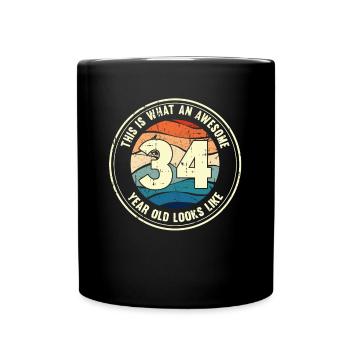 34. Geburtstag so sieht man mit 34 Retro Geschenk - Tasse einfarbig - Schwarz - Vorne