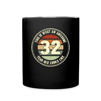 32e anniversaire pour que vous voyiez avec 32 cadeaux rétro - Mug uni - noir - Devant