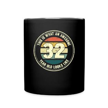 32e anniversaire pour que vous voyiez avec 32 cadeaux rétro - Mug uni - noir - Devant