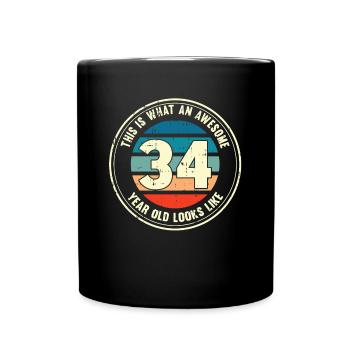34e anniversaire pour que vous voyiez avec 34 cadeaux rétro - Mug uni - noir - Devant