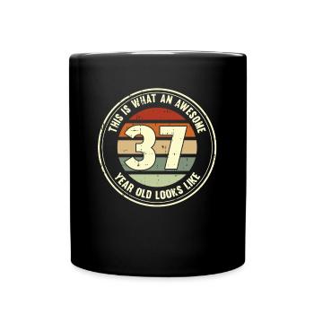 37e anniversaire pour que vous voyiez avec 37 cadeaux rétro - Mug uni - noir - Devant