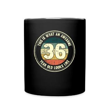 36. Geburtstag so sieht man mit 36 Retro Geschenk - Tasse einfarbig - Schwarz - Vorne