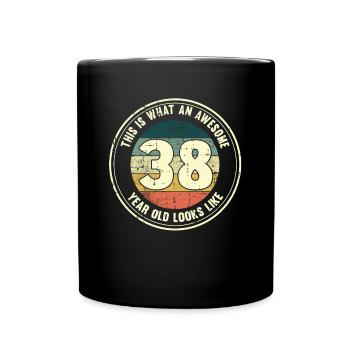 38e anniversaire pour que vous voyiez avec 38 cadeaux rétro - Mug uni - noir - Devant
