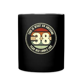 38e anniversaire pour que vous voyiez avec 38 cadeaux rétro - Mug uni - noir - Devant
