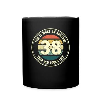 38e anniversaire pour que vous voyiez avec 38 cadeaux rétro - Mug uni - noir - Devant