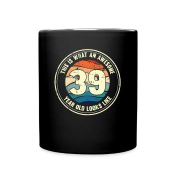 39e anniversaire pour que vous voyiez avec 39 cadeaux rétro - Mug uni - noir - Devant