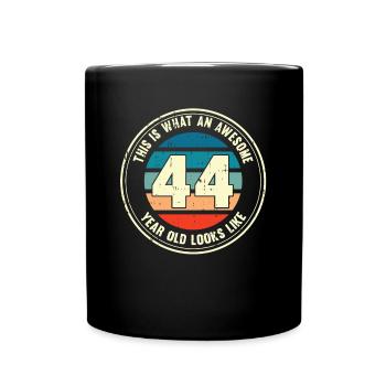 44. Geburtstag so sieht man mit 44 Retro Geschenk - Tasse einfarbig - Schwarz - Vorne