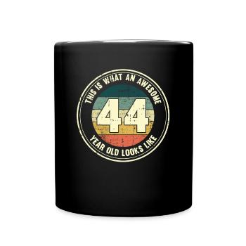 44. Geburtstag so sieht man mit 44 Retro Geschenk - Tasse einfarbig - Schwarz - Vorne