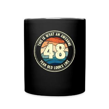 48. Geburtstag so sieht man mit 48 Retro Geschenk - Tasse einfarbig - Schwarz - Vorne