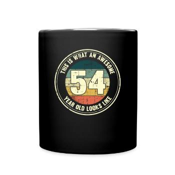 54. Geburtstag so sieht man mit 54 Retro Geschenk - Tasse einfarbig - Schwarz - Vorne