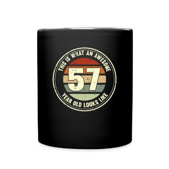 57. Geburtstag so sieht man mit 57 Retro Geschenk - Tasse einfarbig - Schwarz - Vorne