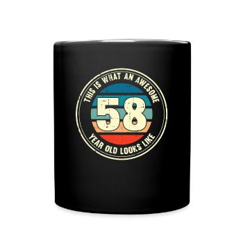 58. Geburtstag so sieht man mit 58 Retro Geschenk - Tasse einfarbig - Schwarz - Vorne